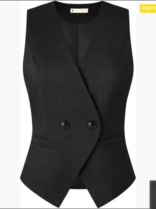 Sleeveless V-Neck Waistcoat Vest Lightweight Business Casual Adjustable Back - Picture 1 of 7